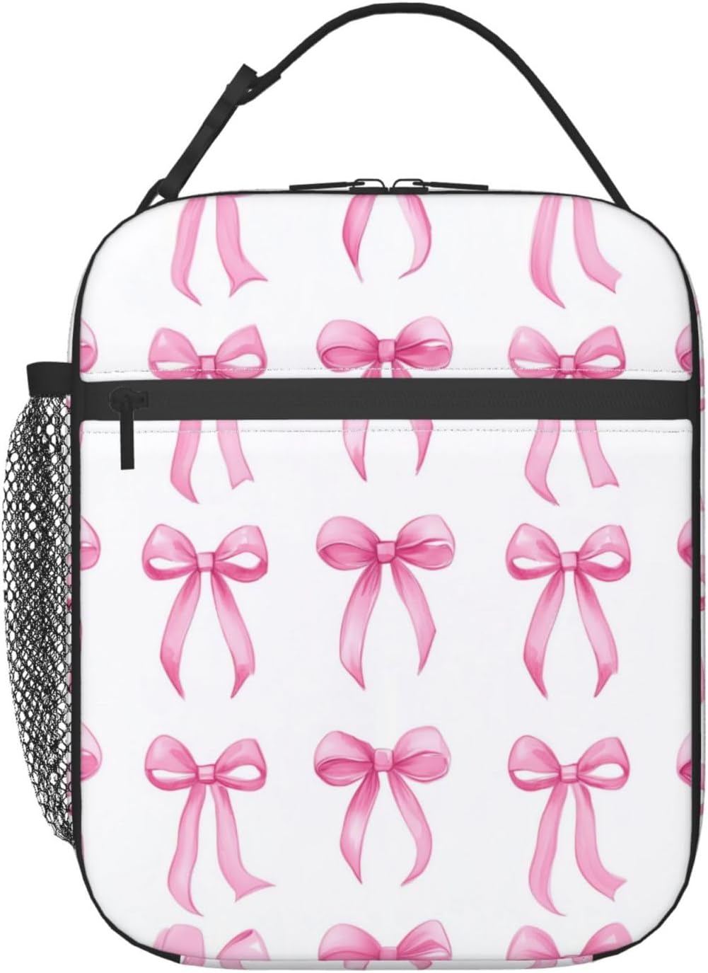 Bow Pink Lunch Bag Reusable Lunch Cooler Bag Insulated Lunch Box Leakproof Lunch Container for Work Office Picnic Travel with Zipper