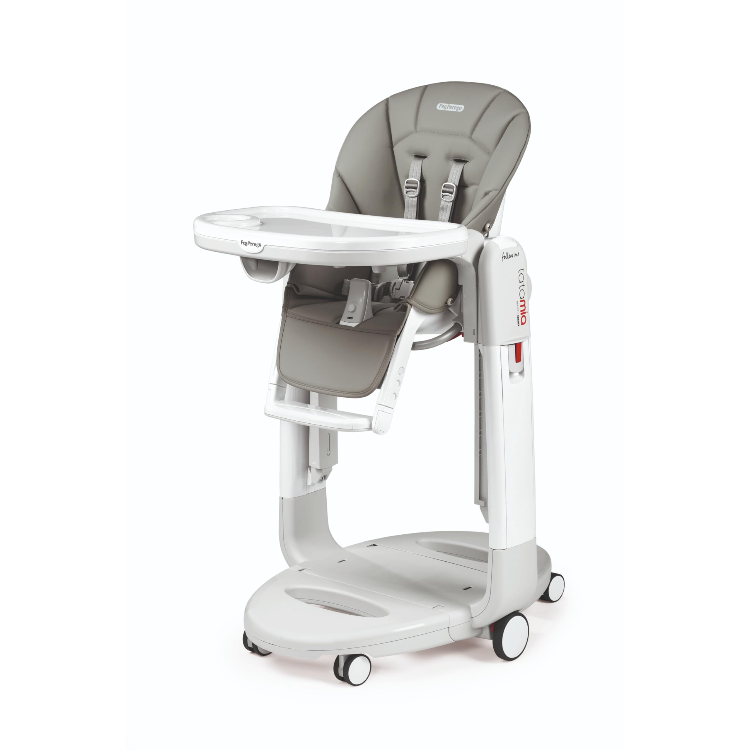 PEG Tatamia Follow Me Chaise Haute 3 en 1 dès la Naissance : Chaise Haute, Transat et Balancelle, 9 Hauteurs, Double Plateau, 6 Roues, Pliable, 0–3 Ans (0–15 kg), Ice