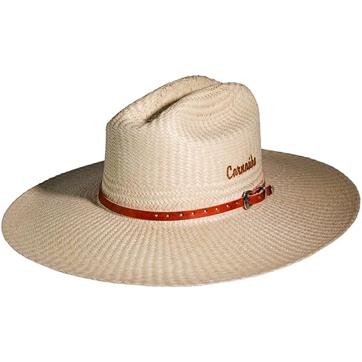 Chapéu de Palha Engomada Dupla Country Folha de Carnaúba Aba Reta Modelo Premium Cantor Sertanejo Kouk Authentic