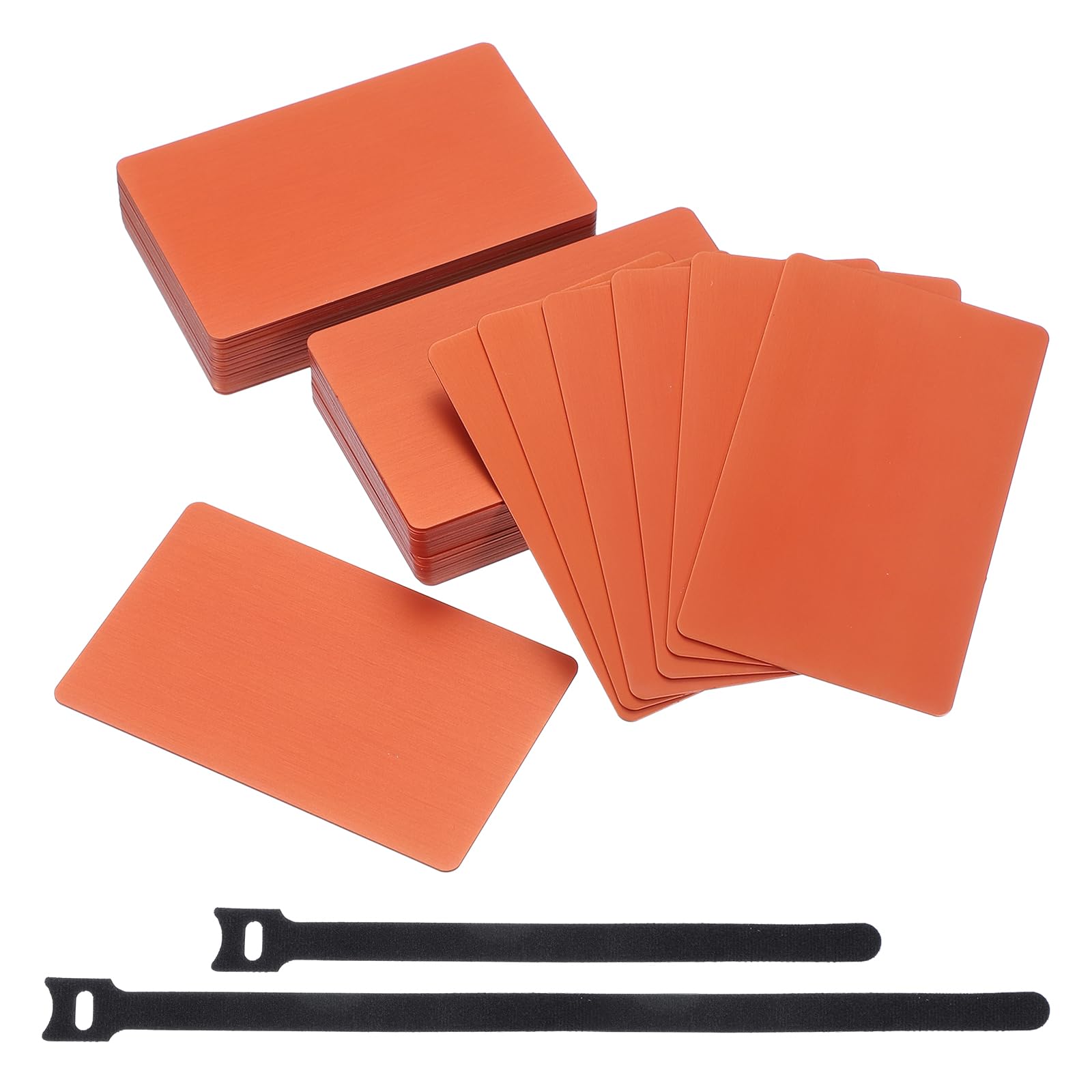 MECCANIXITY Metal Business Card 0.8mm 3.39 x 2.13 Inch Blank Thick Aluminum Engraving Blanks Card for Office Name Cards DIY Gift Cards Orange 50 Pcs
