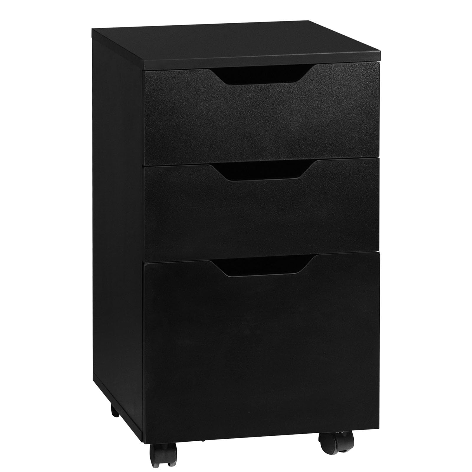 Archivador vertical con cajones con ruedas y 3 cajones de 38,1 cm y 14,1 kg de peso, color negro