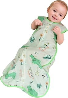 Baby Sleeping Sack Muslin Cotton, Soft Wearable Blanket for Summer, 0.5 Tog Sleeveless Sleep Sack for Newborns (0-3M), 6-12M, 0-12 Months, Lightweight Infant Sleep Bag for Boys & Girls