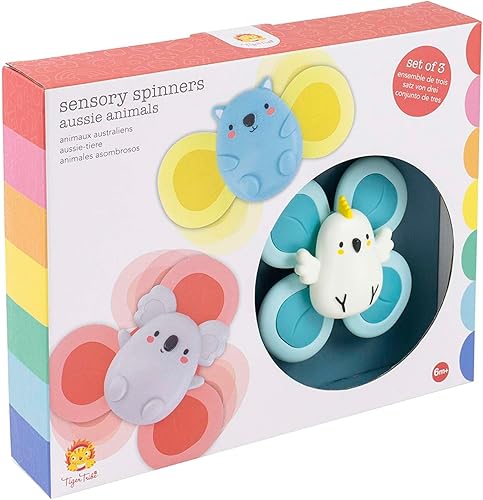 Tiger Tribe - Bebé y preescolar - Spinners sensoriales animales australianos - Juego de 3 piezas con ventosas - Edades 6 meses - 3 años - 11016