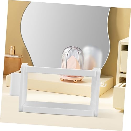 Miniatura 3 de Estante organizador de escritorio plegable de doble capa, estantes de almacenamiento de plástico para maquillaje, baño y oficina, estante de
