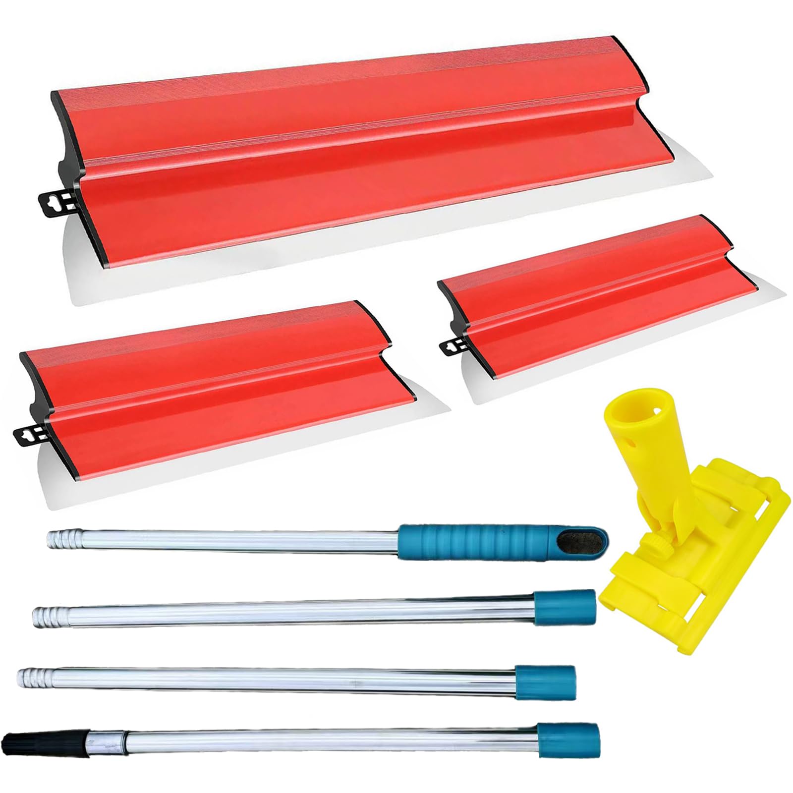 Drywall Scraping Blade Set, Stainless Steel 10", 16" and 24" Scraping Blades with 20"-67" Extension Handle Bar, Drywall Scraper Trowel Plastering Wall Plastering Tool, Smooth Walls and Ceilings — image 1