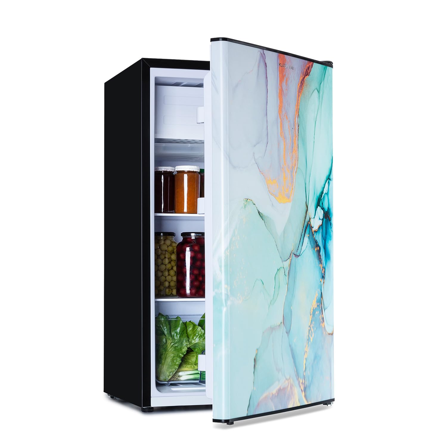Klarstein CoolArt Kühl nevera combi - nevera con 2 alturas, termostato con 5 niveles, de 0 a 10 ºC, volumen interior: 79 litros, tono: pastel