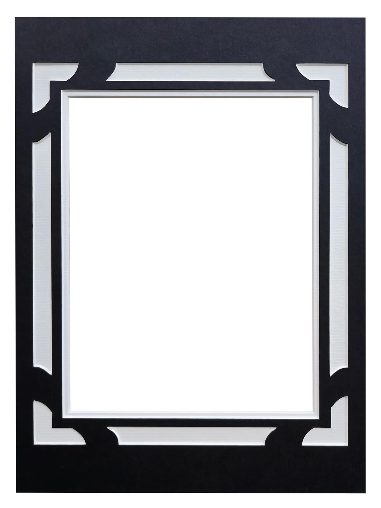 Art Deco Art Nouveau Ivory White/Cream or Black 1.5mm Double Mount Photo Photograph Picture Frame Mounts/Matts To Fit A4 A3 A2 A1 6x4 7x5 8x6 9x6 10x8 12x8 30x20 (Black, A1 Mount To Fit 8x6 Photo)