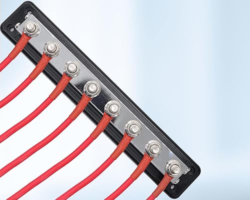 Miniatura 5 de Barra de bus de 600 A, bloque de distribución de energía resistente, caja de barra colectora de 48 V CC con 8 pernos de terminal M10 (38 pulgadas)