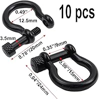 Vista 2 de Semetall Grillete de anclaje de pasador de tornillo, 10 grilletes de anillo en D para aparejo, elevación, correa de remolque y cuerda de alambre