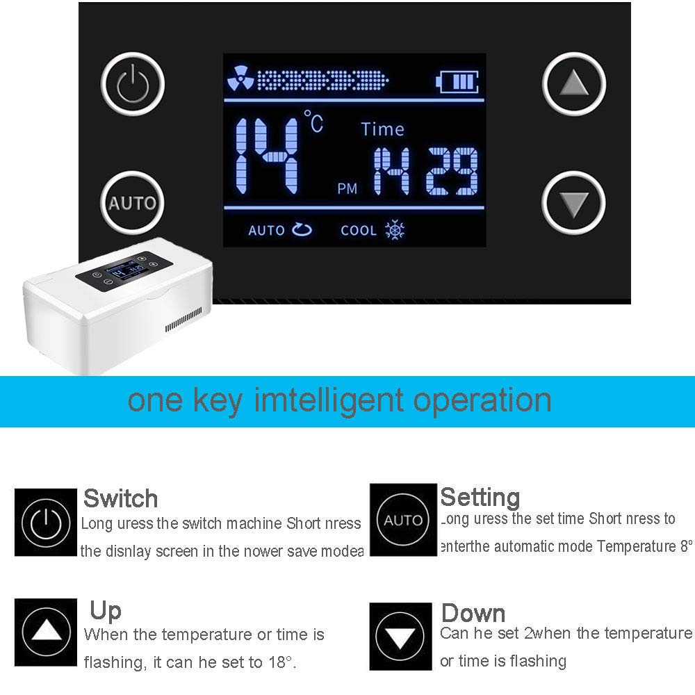 Frigo Portatile Elettrico, Refrigeratore per Insulina, Mini Frigorifero Dispositivo di Raffreddamento Raffreddamento Dell'Insulina 2 ~ 8 ℃, per La Casa, I Viaggi, Il Campeggio (Batteria Integrata)