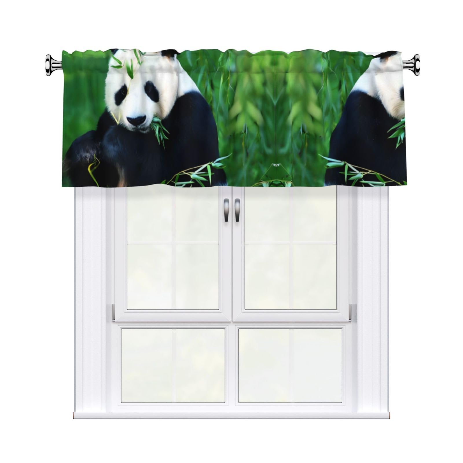 YYHHAOFA Panda Prints Durable Kitchen Window Layer – 54x18 Inch 100% Polyester Valance with Precision Construction