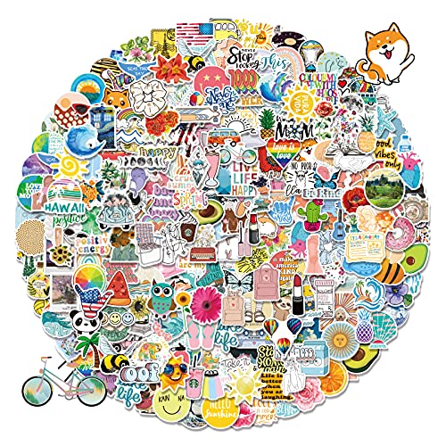 300 PCS Water Bottle Stickers, Vinyl Waterproof VSCO Hydroflask Aesthetic Computer Skateboard Phone Stickers for Girls Kids Teens