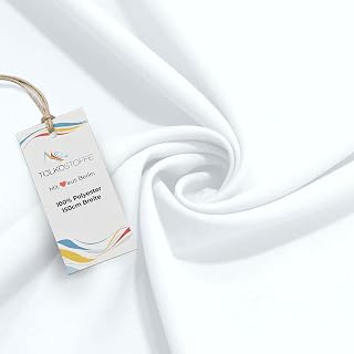 TOLKO 1m Modestoff | Dekostoff universal Stoffe zum Nähen Meterware Dekorieren | Blickdicht, knitterarm | 150cm breit Weiß Bekleidungsstoffe Dekostoffe Vorhangstoffe Basteln Patchwork (Weiß)