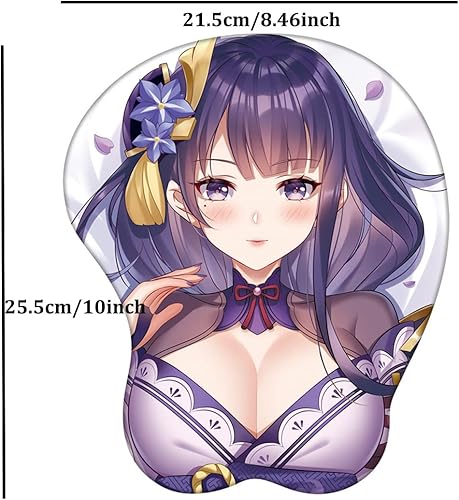 Miniatura 2 de Genshin Impact - Alfombrilla para mouse Xiao Zhongli con soporte para muñeca, cómodo reposamuñecas de gel de sílice, alfombrilla de mouse 3D, base