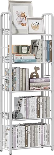 Azheruol Estantería de almacenamiento independiente, organizador de libros para sala de estar, dormitorio, cocina, resistente a la corrosión,