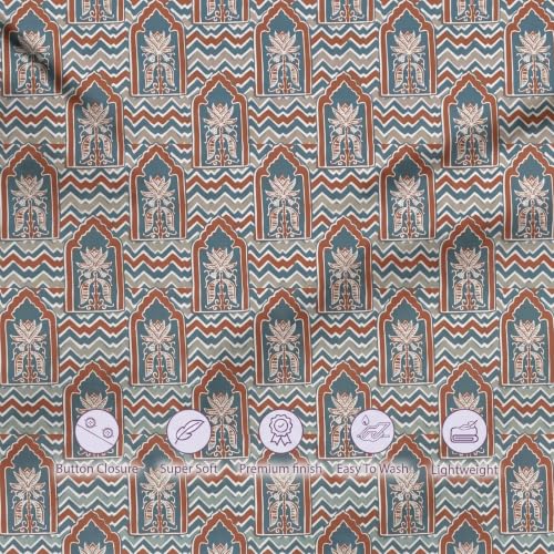 Image of Trance Home Linen 100% Cotton Printed Zippered ONLY Single Size Duvet Cover /Blanket Cover /Quilt Cover | Comforter Cover /Razai Cover | (60 x 92 Inch | Mihrab Blue)