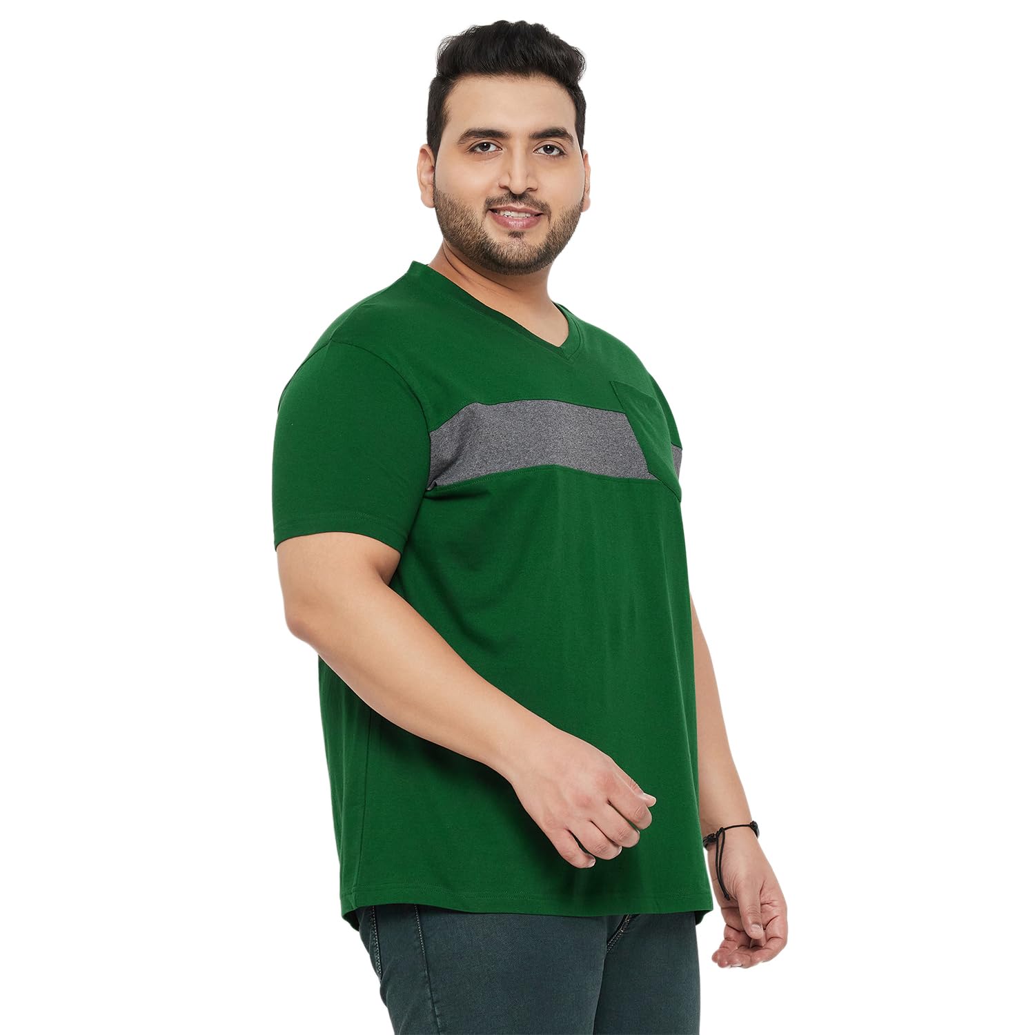Bigbanana Męska gładka koszulka z dekoltem w serek o regularnym kroju plus size