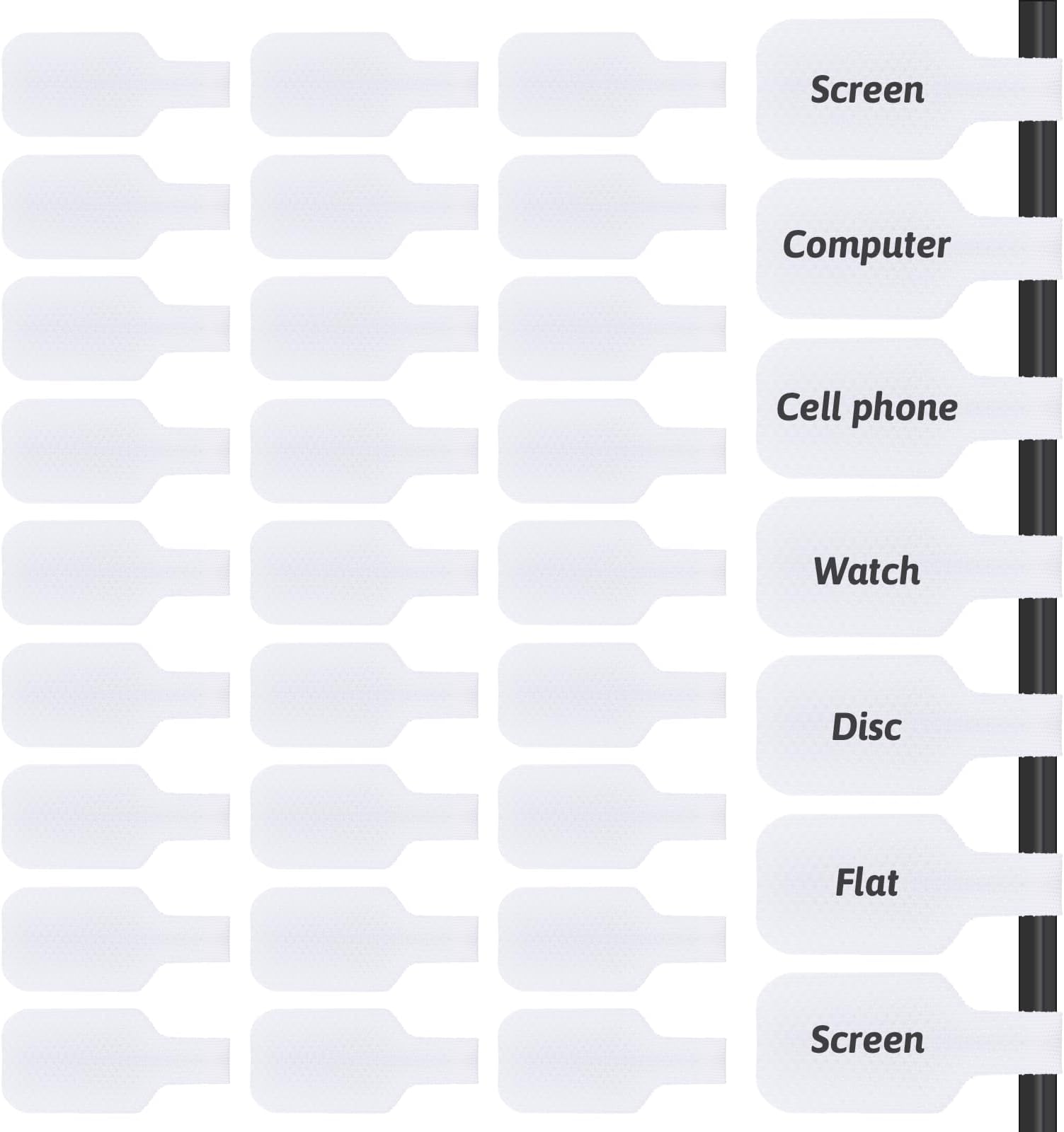 35 Pcs Cable Labels Tags Write On, Self-Adhesive Cable Tags Cord Management, Reusable Wire Labels Tag for Management & Identification Home, Office Cables (White)