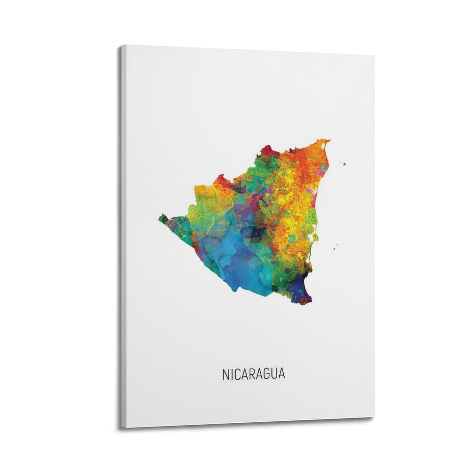 MJZLQN Map Poster Nicaragua in Watercolor Poster Decorative Painting Canvas Wall Posters And Art Picture Print Modern Family Bedroom Decor Posters 20x30inch(50x75cm)