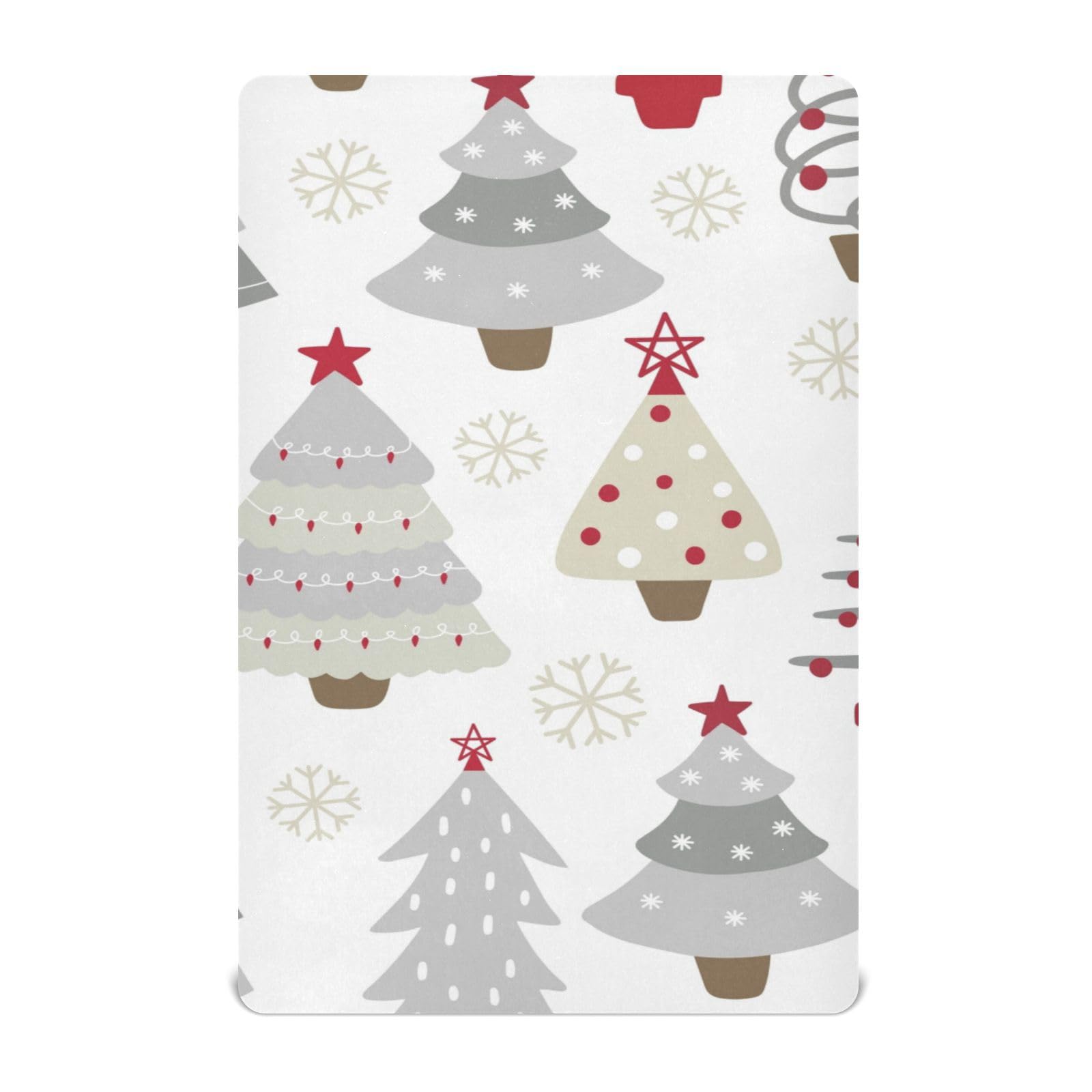 Moudou Christmas Tree Playard Sheet for Boy Girls, Soft Breathable Fitted Toddler Sheet for Standard Playard Bed Mattress, 39 x 27 x 5 Inch