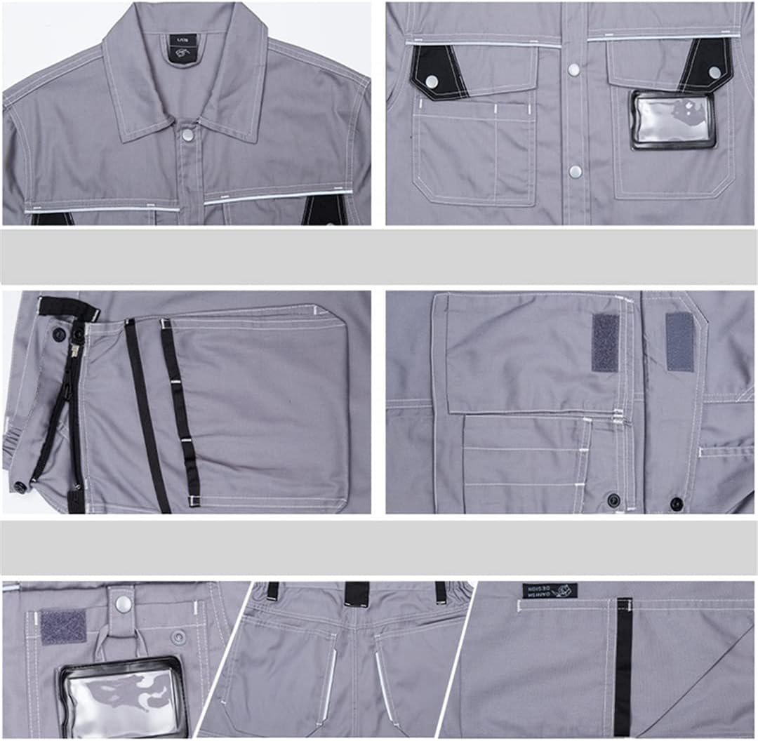 Men Mechanic Workwear Jacket Pants Light Weight Working Clothing Suit Sets Work Pants