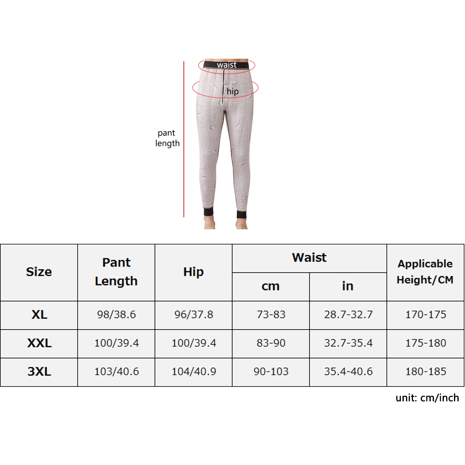 Pantalon Thermique sous-vêtements Thermiques pour Hommes Doublés de Pantalon Longues Couche de Base Chaude(Size:3XL,Color:Soie)
