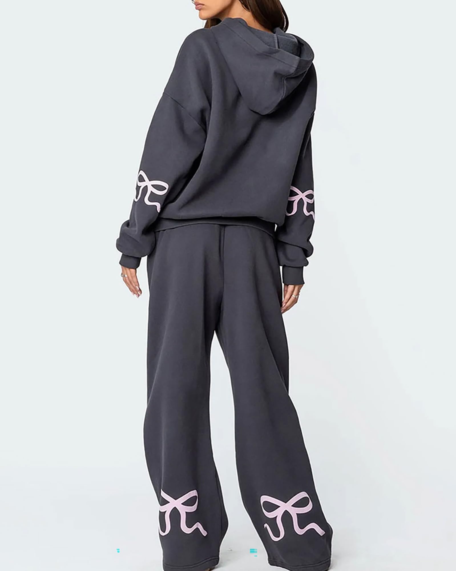 Tuta Donna Completa Di 2 Pezzi Da Donna Tute Autunnali Felpa Con Cappuccio Oversize Con Fiocco A Maniche Lunghe Pantaloni Da Tuta Set Da Salotto