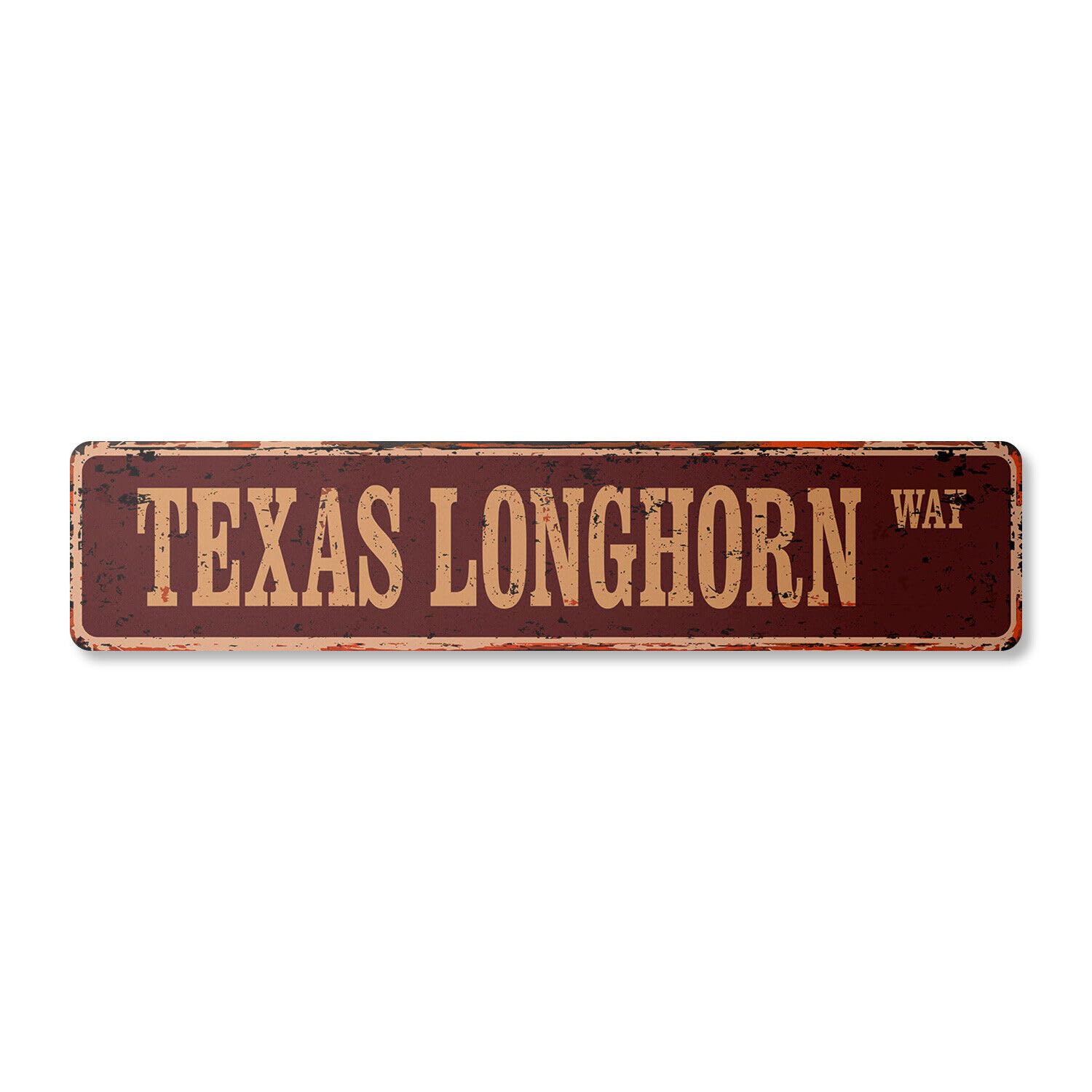 TEXAS LONGHORN Vintage Street Sign Metal Plastic cattle beef farmer farm ranch