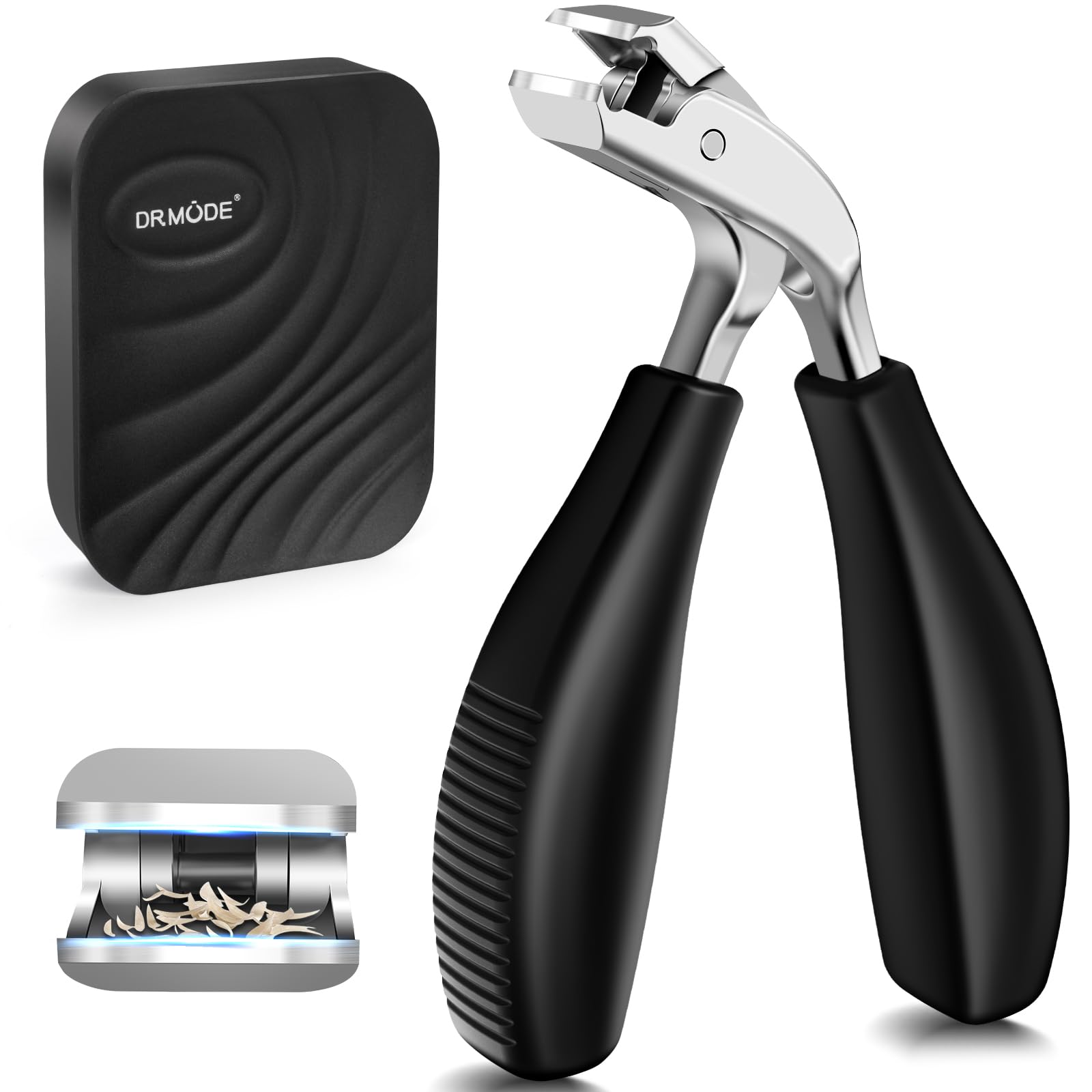 Angled Head Toe Nail Clippers for Thick Nails for Seniors, Straight Large Nail Clippers for Men with Catcher, Heavy Duty Toenail Clippers for Thick