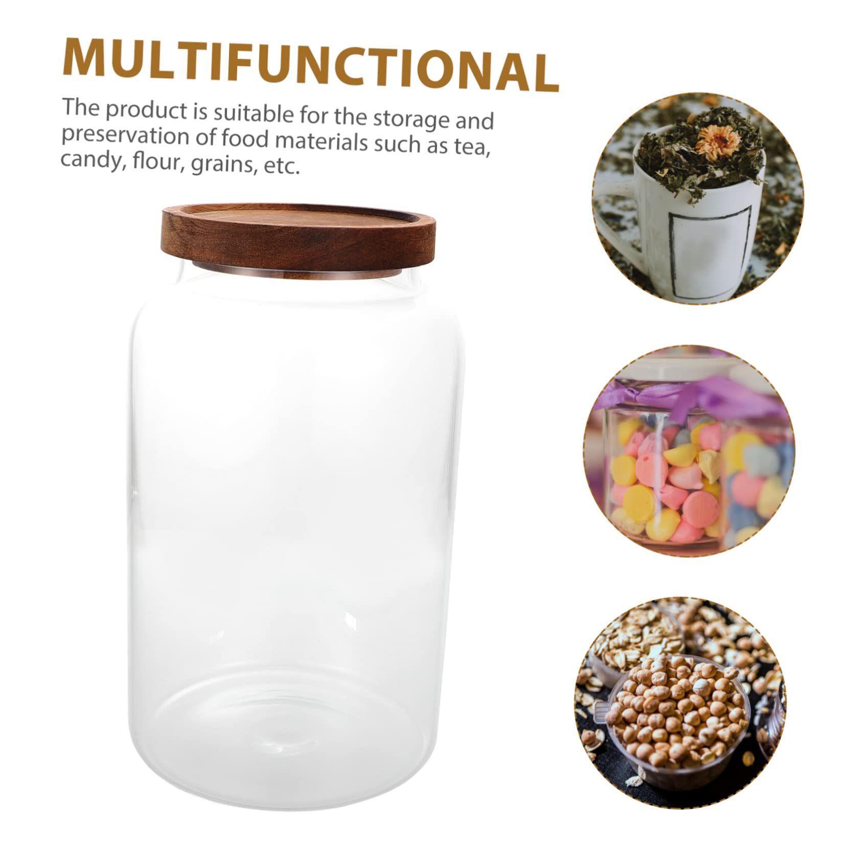TOPBATHY Versiegeltes 2,8l Vorratsglas Aus Robustem Glas Mit Holzdeckel Luftdicht Für Getreide Tee Süßigkeiten Küchenaufbewahrung Transparent Große Kapazität