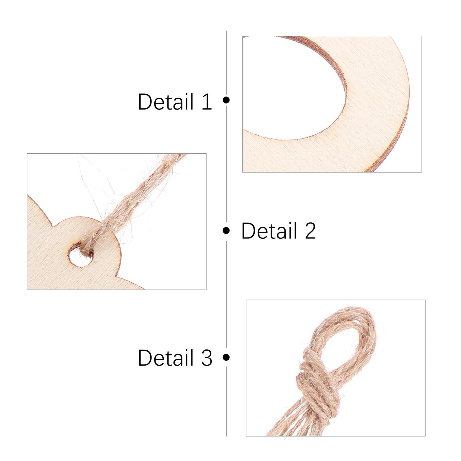 Baluue Set 20 Ciondoli in Fette di Legno Naturale con Cordino in Cotone, Ornamenti Pendenti Rustici per Decorazioni Casa e Feste, Artigianato Creativo e Regalo per Ragazzo Ragazza e Hobby DIY