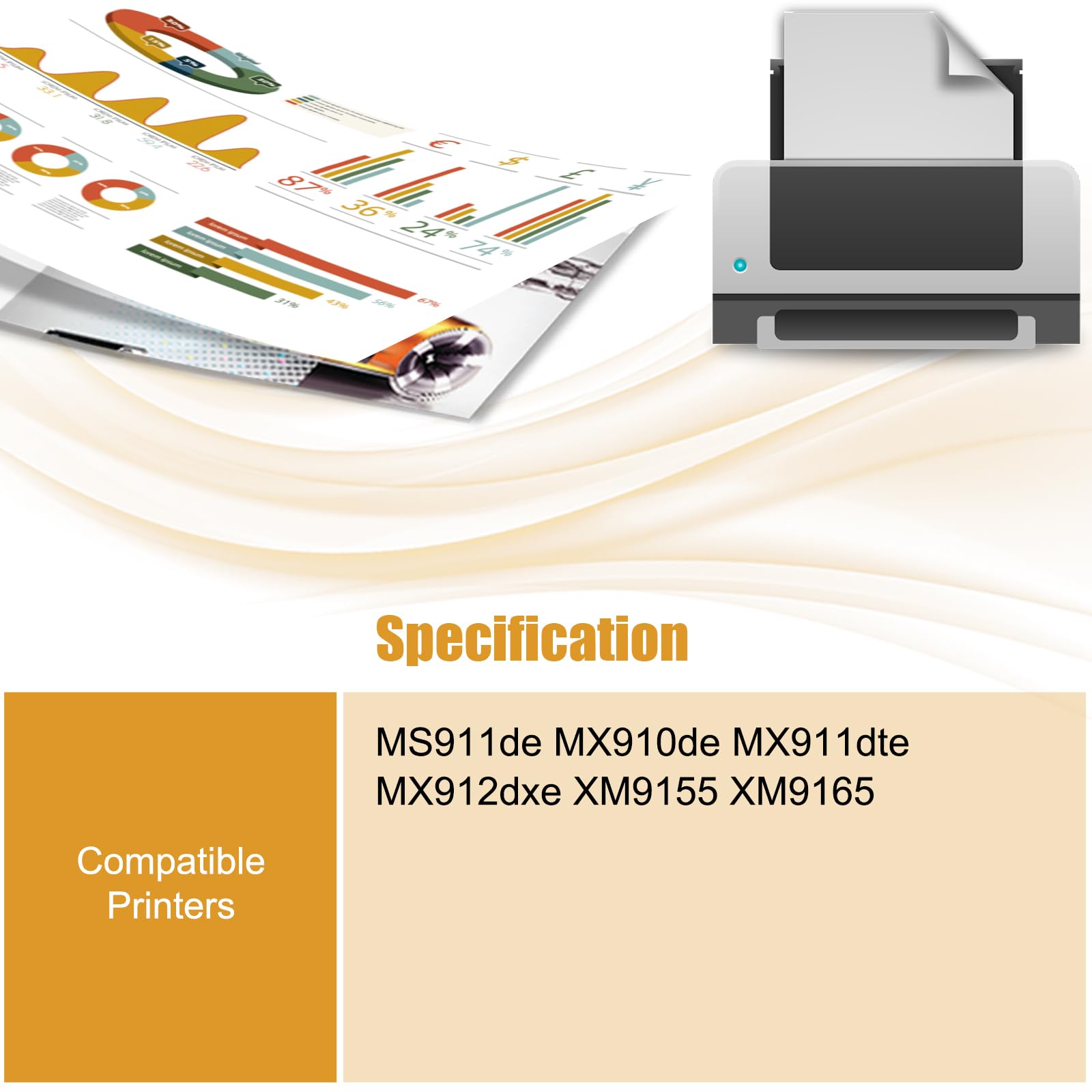 40X9936 Developer Unit Compatible for Lexmark MS911de MX910de MX911dte MX912dxe XM9155 XM9165 Printers, with Chip, High Yield 100000 Pages, High-Definition Printing (1 Pack Black)