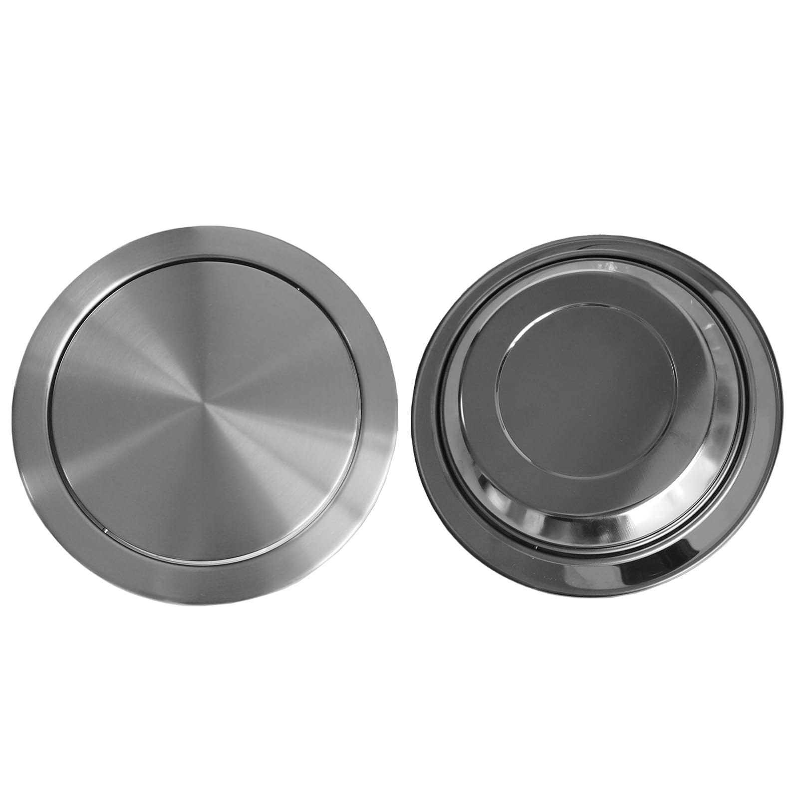 TIANQIHAO Round Stainless Steel Trash Can Lid With Built-In Swing Bin Flap And Recessed Waste Chute For Kitchen Countertops And Food Scraps,430-23.8cm