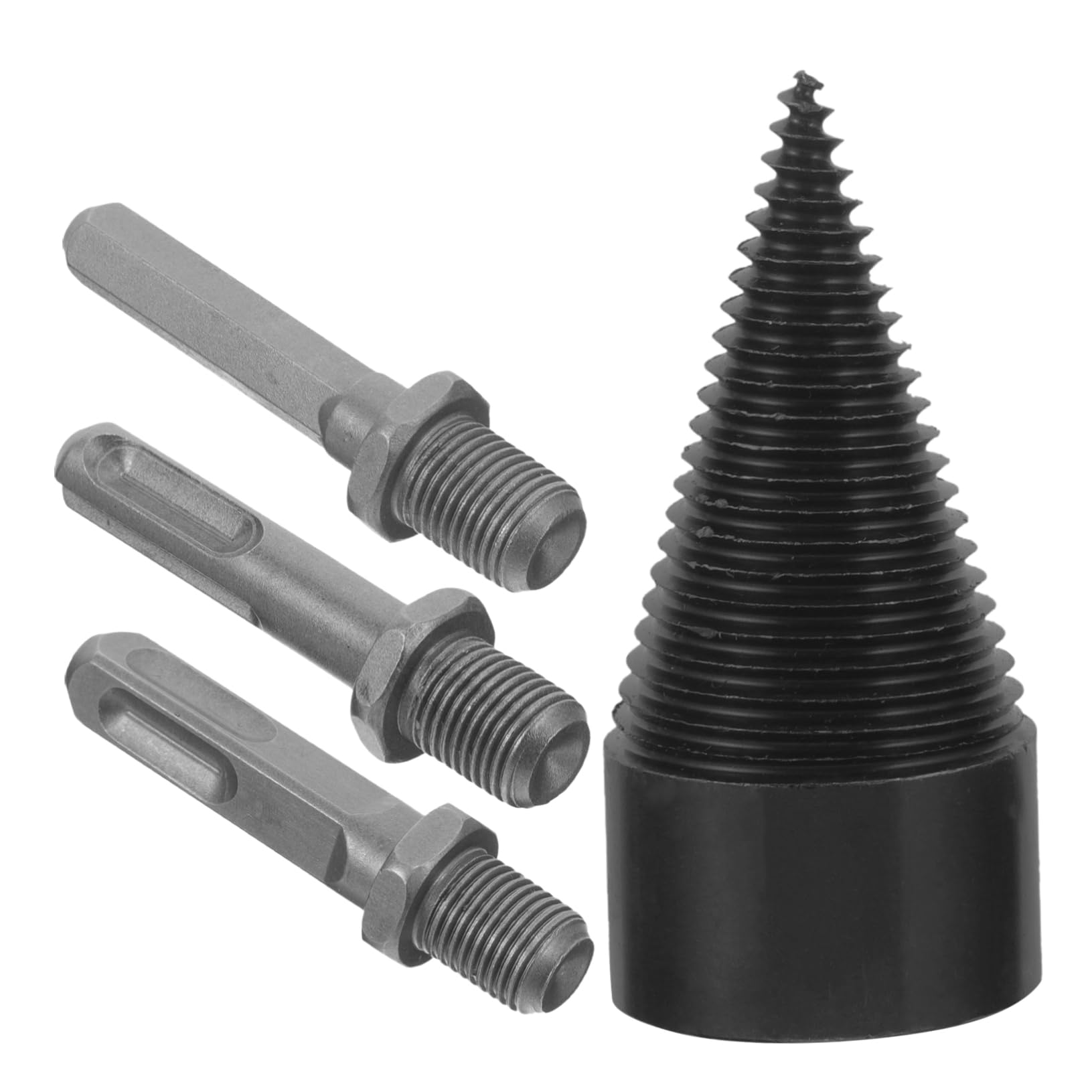 HEMOTON Punta per Spaccare Legna in Acciaio, Separatore per Tronchi Nero per Trapano, Resistente Agli Urti, per Uso Domestico e Campeggio