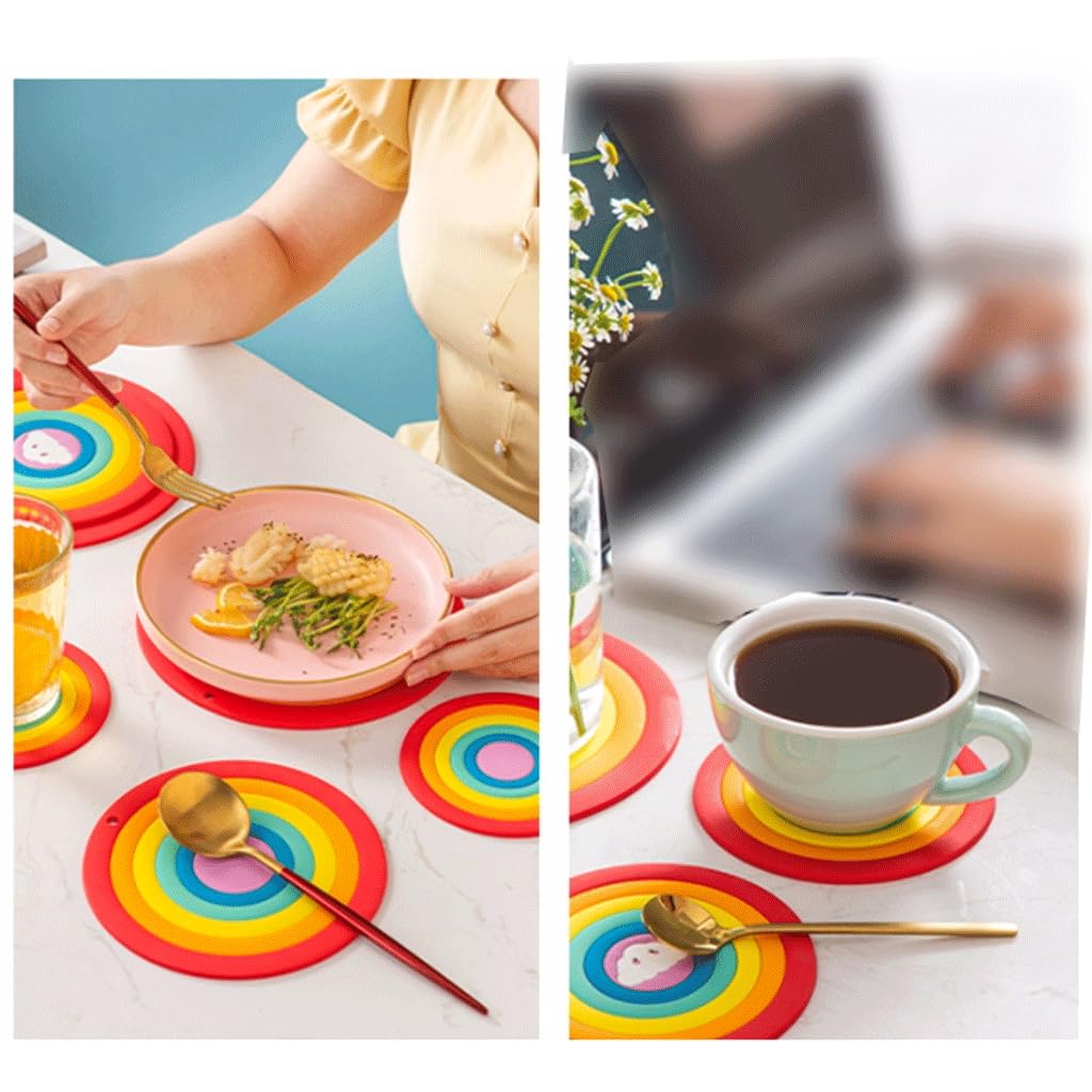 Exquisito Lindos posavasos de silicona para bebidas frías y calientes, posavasos redondos para bebidas, posavasos para sala de estar o juego de posavasos de cocina Versatilidad