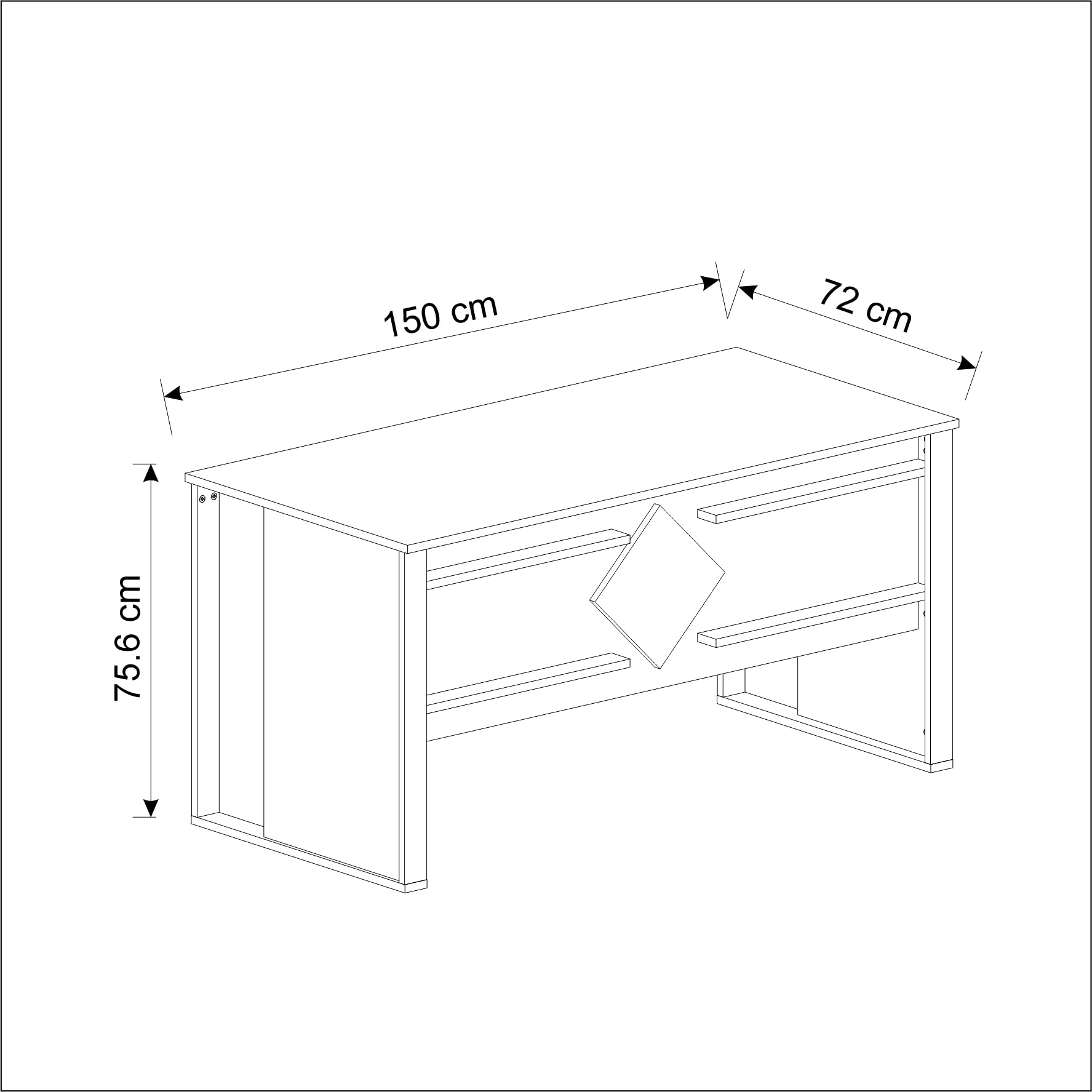 Homidea BOSS Escritorio 150 x 72 x 75,6 cm – Mesa de oficina moderna para oficina en casa o estudio (beige travertino)