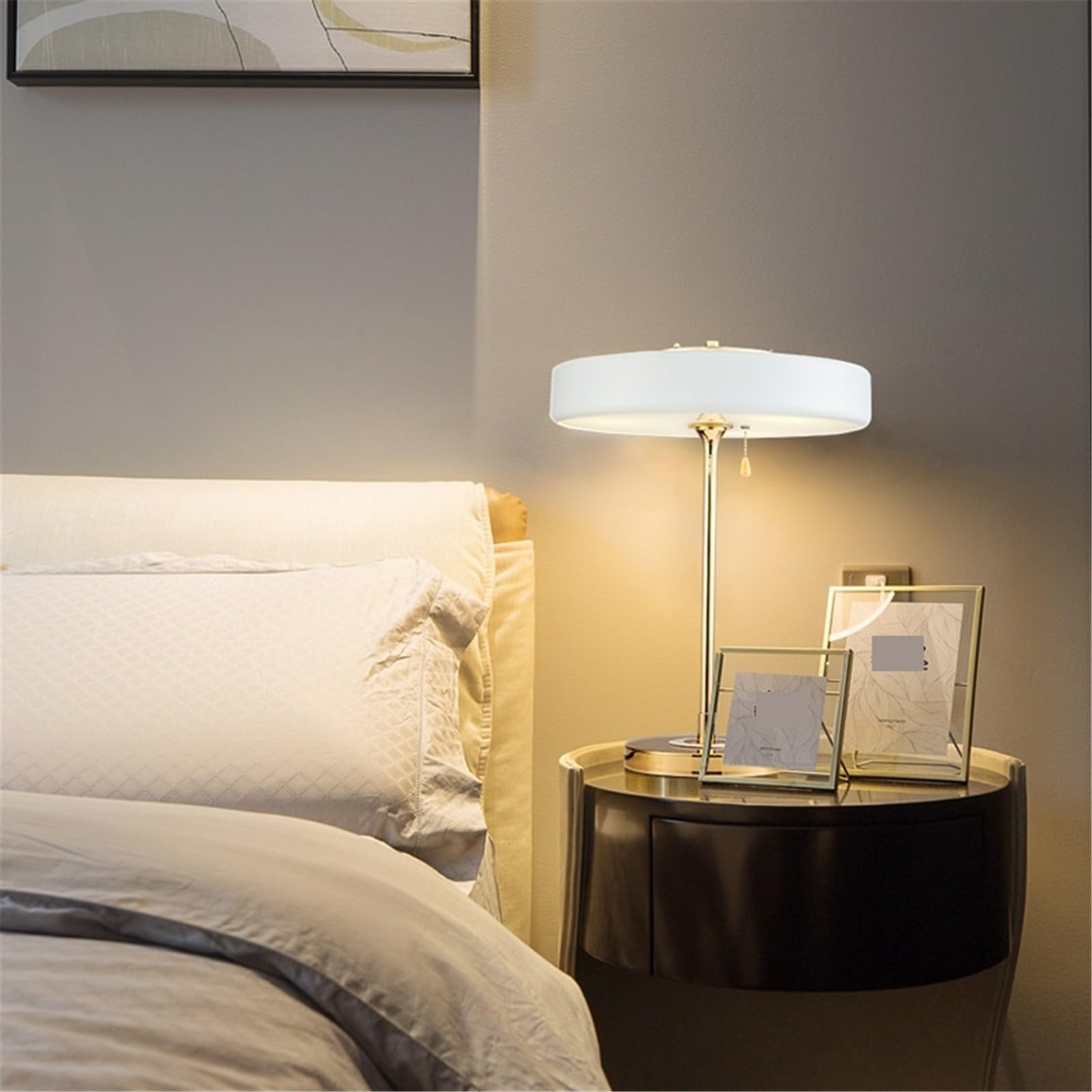 Affascinante Lampada da tavolo semplice, comodino, camera da letto, soggiorno, studio, decorazione Arredamento per la casa(Bianco)