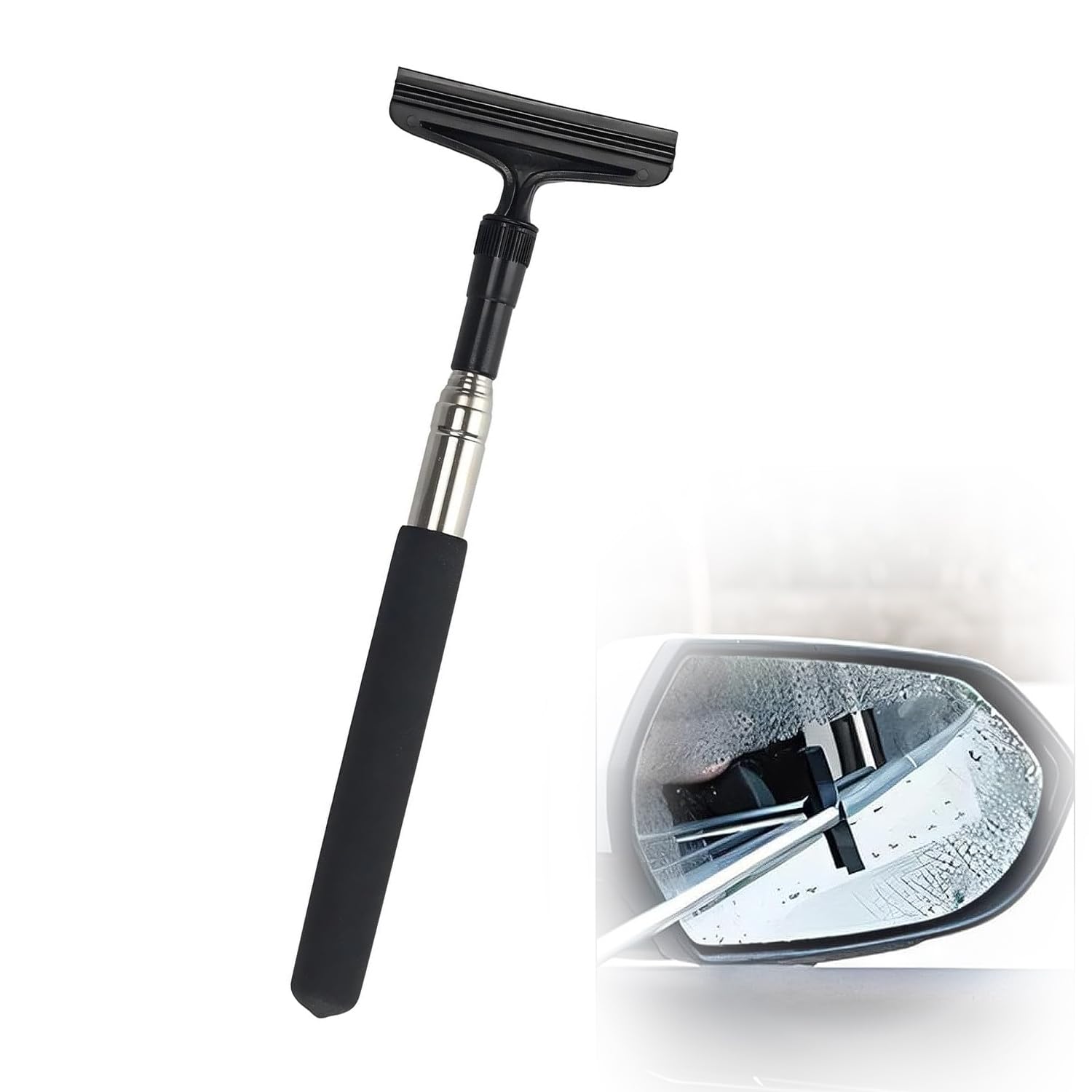 Side Mirror Squeegee, Car Mirror Squeegee, Retractable Car Rearview Mirror Wiper for All Vehicles, Universal Automotive Accessories