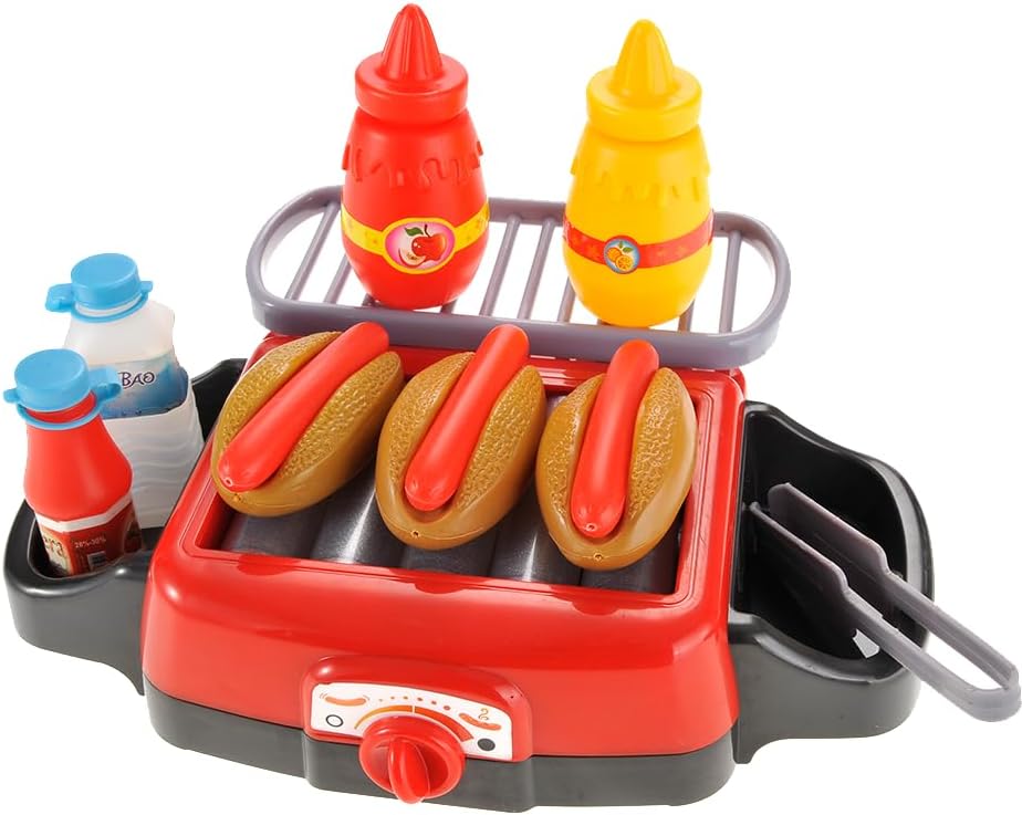 Juego de parrilla de rodillo para perros calientes - Juguete de estufa eléctrica con luz y sonido Aparato de cocina de juego de simulación para