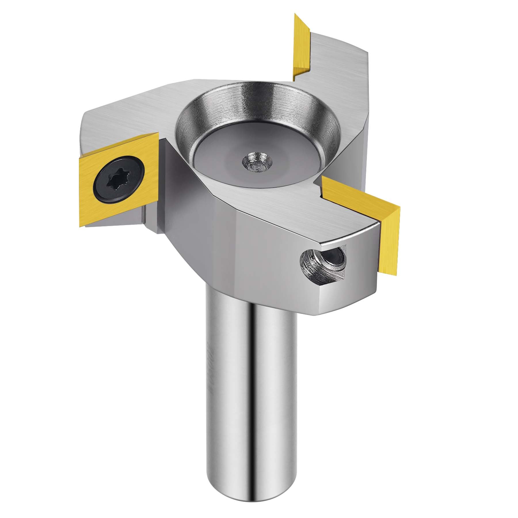 SpeTool Punta per fresatrice CNC con placcatura in nichel, codolo 1/2, diametro di taglio 5 cm, punta per fresa per appiattimento lastre, inserto in carburo, punta per piallatura, pulizia del fondo