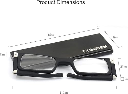 Miniatura 3 de Eye ZOOM - Gafas de lectura con clip ultrafinas con funda para hombres y mujeres, color negro y tortuga