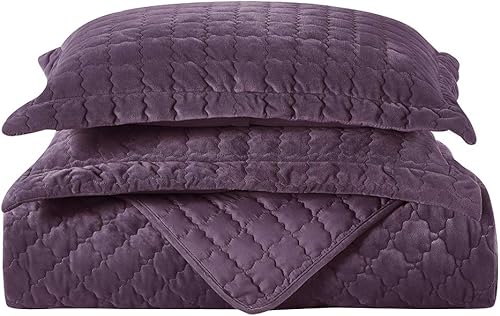 Miniatura 3 de Royal Hotel Bedding Edredón de terciopelo de felpa tamaño Queen, terciopelo morado de 92 x 96 pulgadas, juego de 3 piezas, edredón de lujo 100%