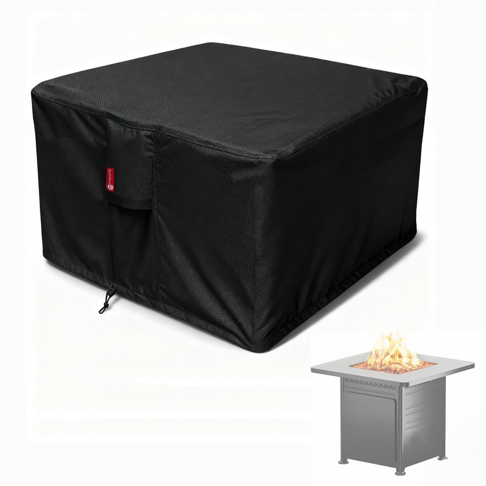 SheeChung Fire Pit Cover Square 38"L x 38"W x 28"H,Heavy Duty 600D Fire Table Cover for Patio Gas Propane Fireplace,Waterproof Outdoor Firepit Table Covers