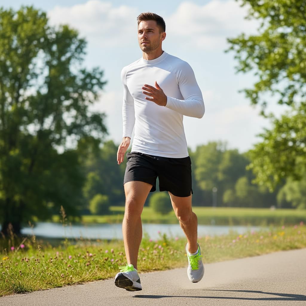 Men's Mock Neck Compression Shirt, Long Sleeve, Athletic Base Layer, Workout t-Shirt,Gym