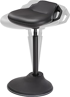 SONGMICS Ergonomic Wobble Stool, Height Adjustable Standing Desk Stool 23.6-33.3 Inches, Swivel Balance Chair with Non-Slip Base, Standing Chair, for Active Sitting, Office, Home, Ink Black UOSC12BK