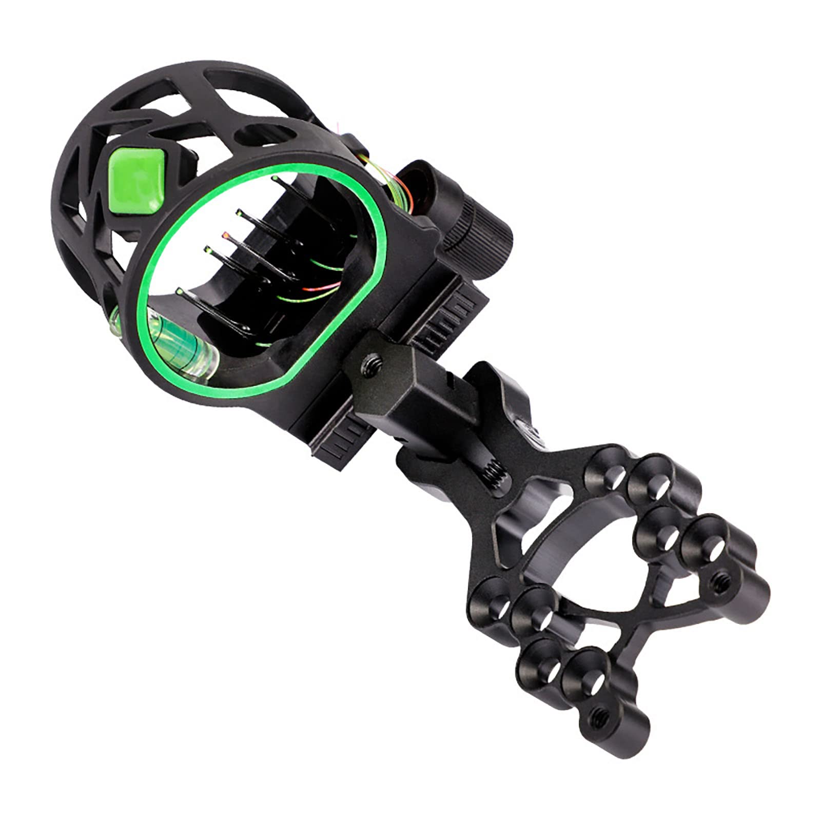 SOONHUA 5-Pin Bow Sight - 0. 019 Aluminum Alloy Fiber Optic Archery Sight with Micro-Adjustable Aiming System, Tool-Free Windage & Illuminated Pins for Left/Right Handed Hunters