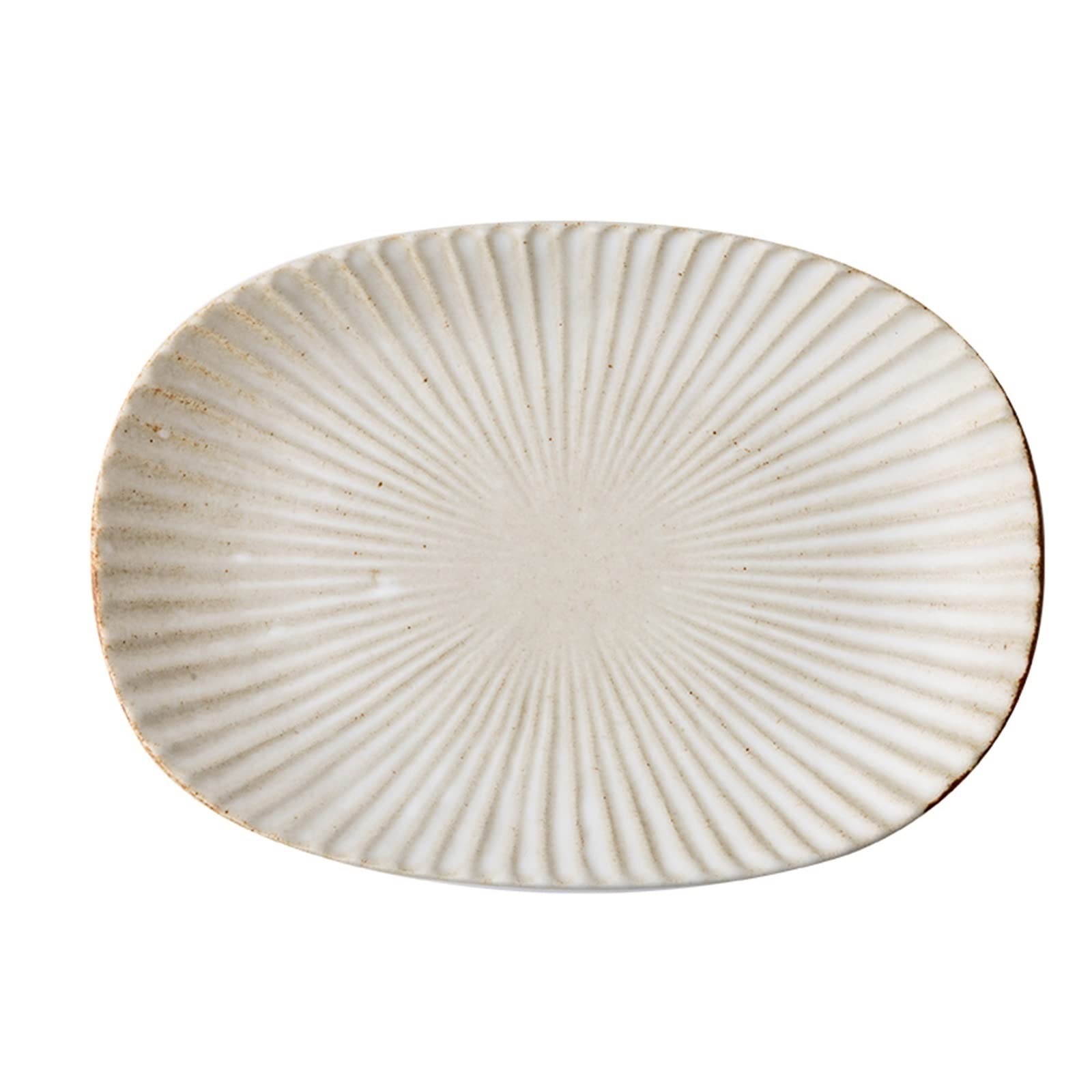 Cubiertos de cerámica Plato Ovalado Vintage de 6,1 Pulgadas Plato de cerámica para el hogar Plato de Sushi Plato de Postre Plato Hecho a Mano Plato de Comedor para el Hog