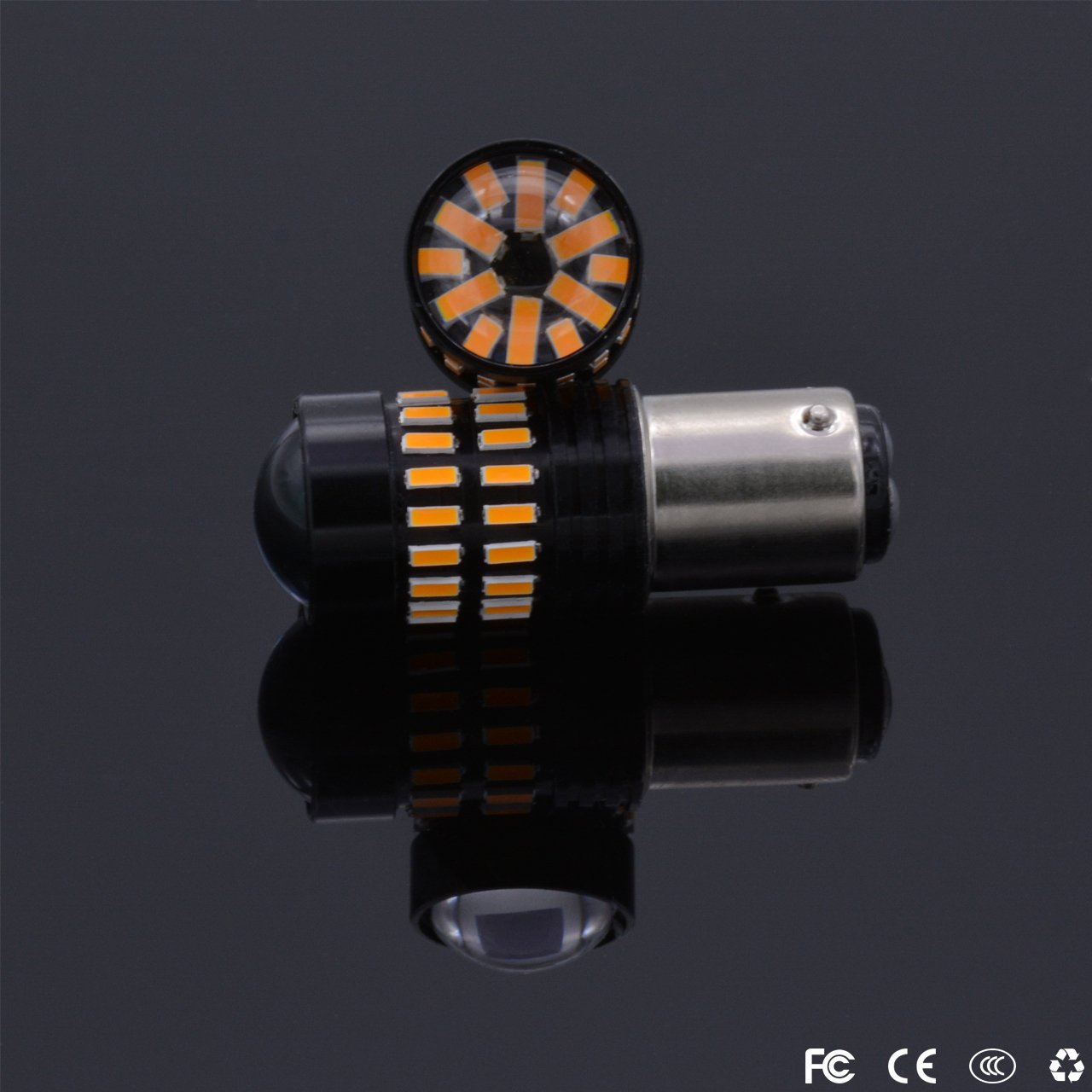 TUINCYN 1157 Bombillas LED Señales de giro amarillas ámbar BAY15D 1016 1034 1157A 4014-48SMD Chips LED Luz intermitente trasera Luz de freno Luz de estacionamiento inversa(paquete de 10)