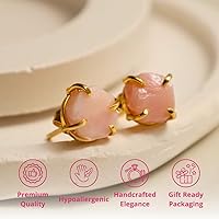 Vista 99 de Gempires Natural Raw Prong Setting Stud Earrings, 8-10 mm Crystals Earring, Handmade Jewelry, Gift for Her