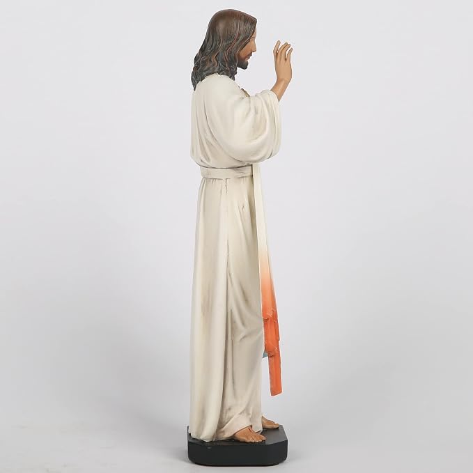 Estatua religiosa de Jesús con misericordia, 10 pulgadas alto, mano pintada miniatura 8
